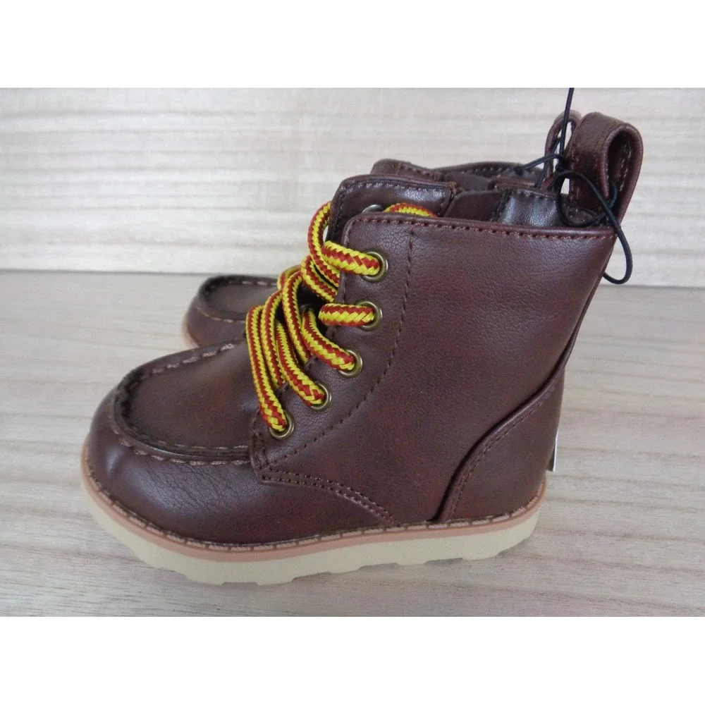 Cat & Jack Toddler Boys Boots Size 5‎ Brown Greyson Boots Side Zip & Laces